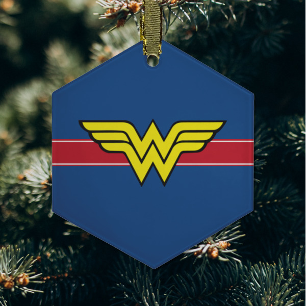 Custom Design - Frosted Glass Ornament - Hexagon (Lifestyle)