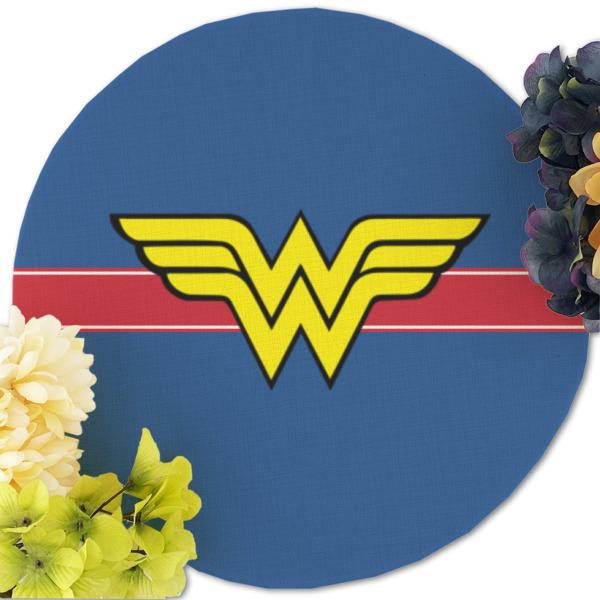 Custom Design - Round Linen Placemats - Front (w flowers)