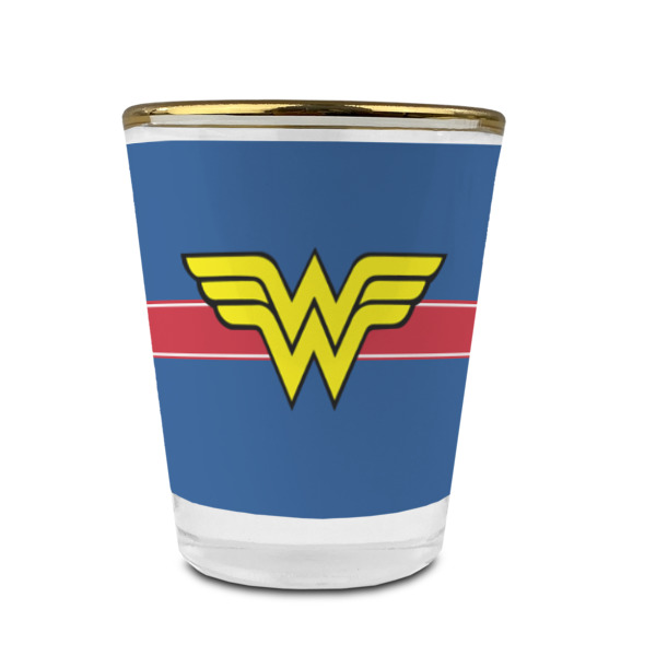 Custom Design - Glass Shot Glass - Gold Rim - Front