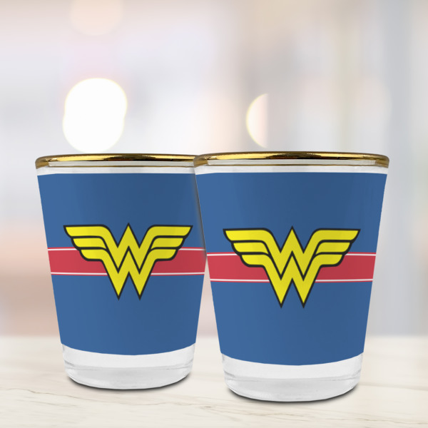 Custom Design - Glass Shot Glass - Gold Rim - Lifestyle