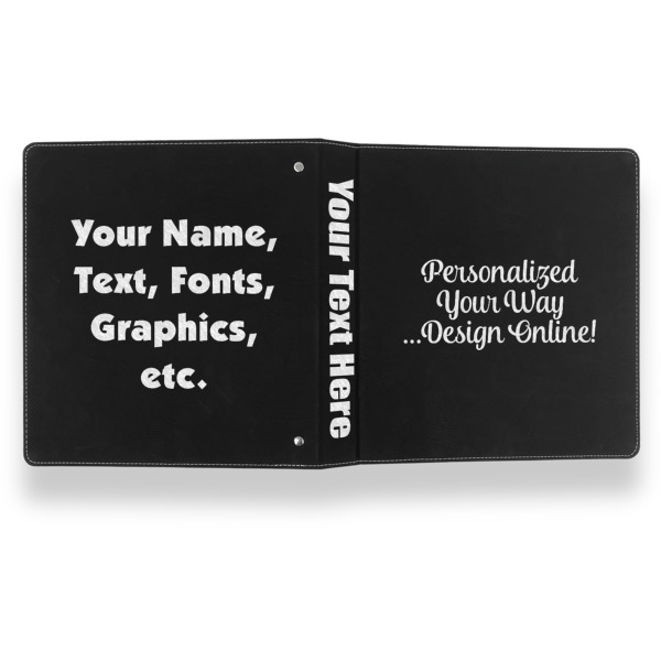 Custom Design - Leather Binder - 1" - Black- Back Spine Front View