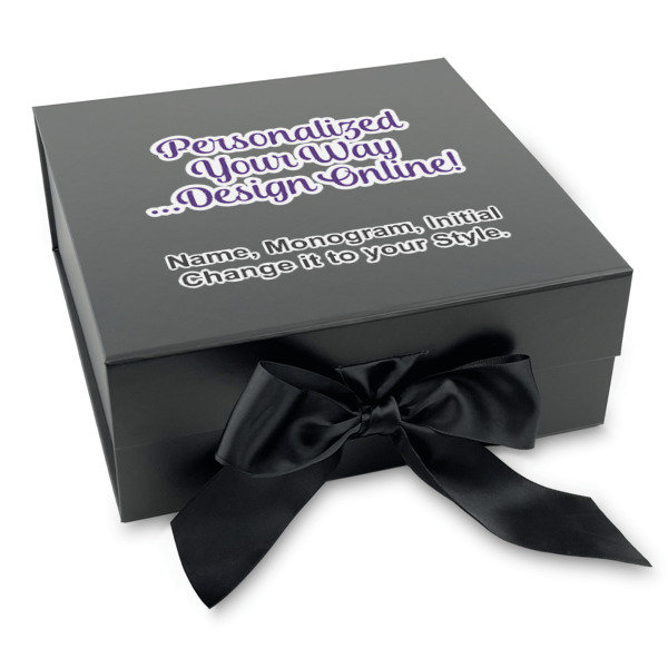 Custom Design - Gift Boxes with Magnetic Lid - Black - Front (angle)