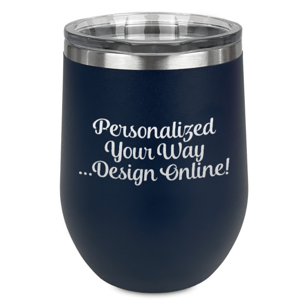 Custom Design - Stainless Wine Tumblers - Navy - Single Sided - Front
