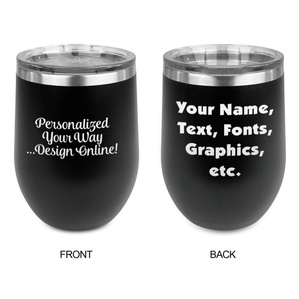 Custom Design - Stainless Wine Tumblers - Black - Double Sided - Approval