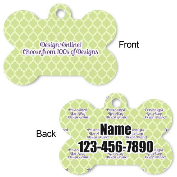 Custom Design - Bone Shaped Dog ID Tag - Large - Front & Back View