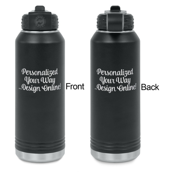 Custom Design - Laser Engraved Water Bottles - Front & Back Engraving - Front & Back View