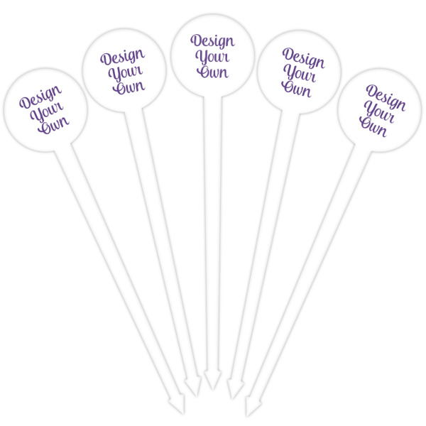 Custom Design - White Plastic 4" Food Pick - Round - Fan View