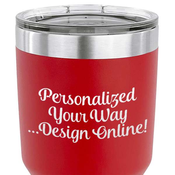 Custom Design - 30 oz Stainless Steel Ringneck Tumbler - Red - CLOSE UP
