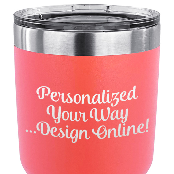 Custom Design - 30 oz Stainless Steel Ringneck Tumbler - Coral - CLOSE UP