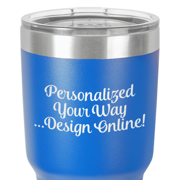 Custom Design - 30 oz Stainless Steel Ringneck Tumbler - Blue - Close Up