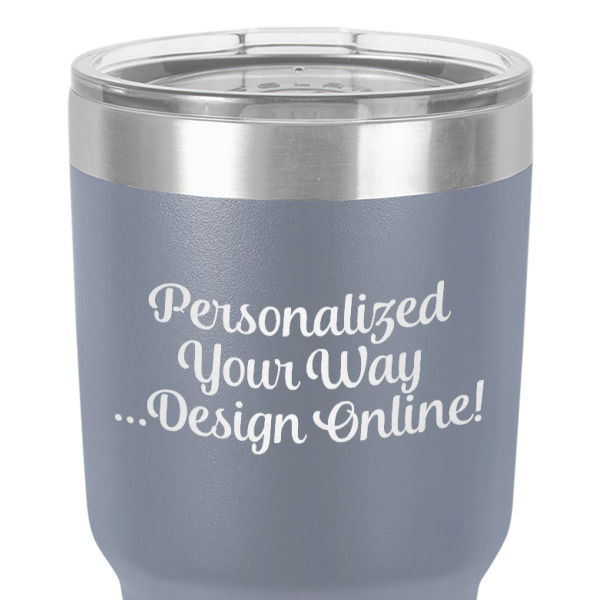 Custom Design - 30 oz Stainless Steel Ringneck Tumbler - Grey - Close Up