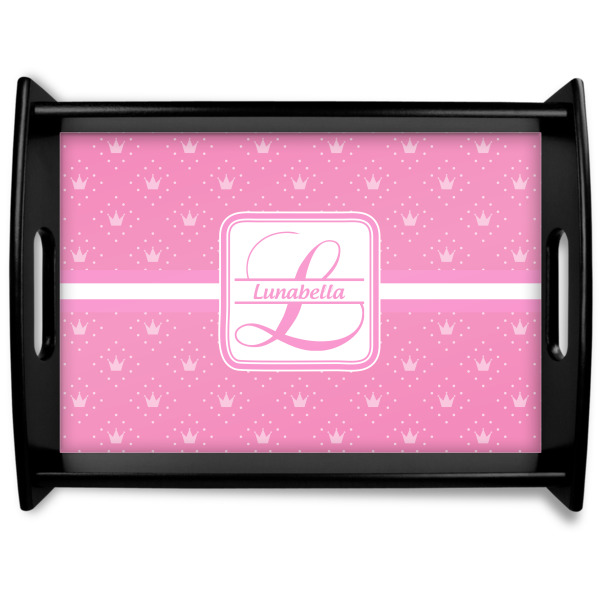 Custom Leopard Print Black Wooden Tray - Large (Personalized)