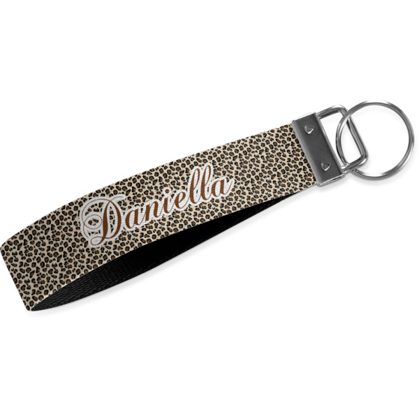 Custom Leopard Print Wristlet Webbing Keychain Fob (Personalized)