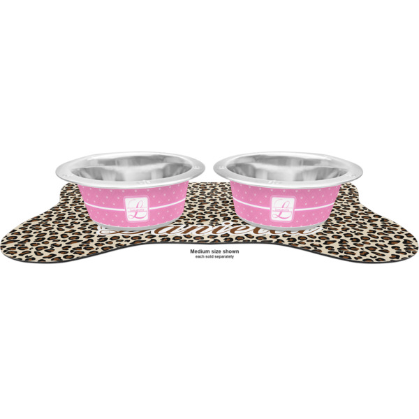 Custom Design - Metal Pet Bowls - On Dog Bone Shaped Mat