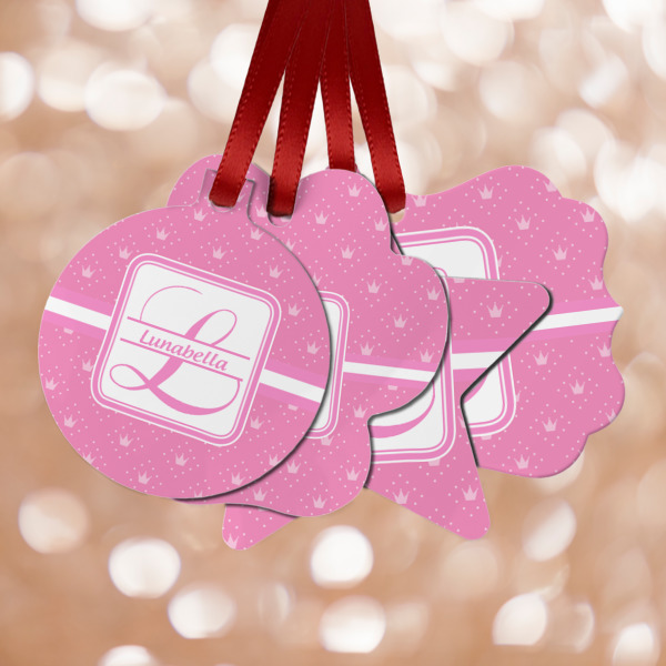 Custom Leopard Print Metal Ornaments - Double Sided w/ Name and Initial