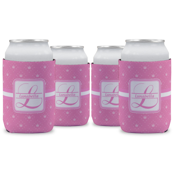Custom Leopard Print Can Cooler (12 oz) - Set of 4 w/ Name and Initial