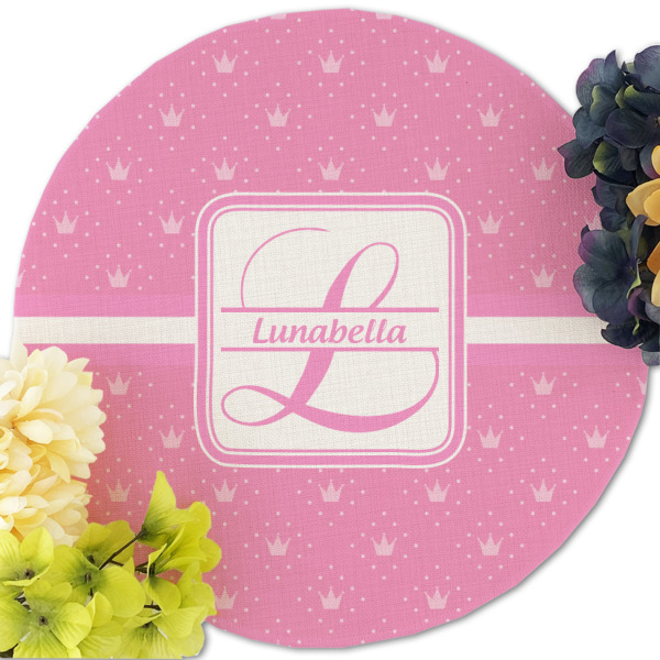Custom Design - Round Linen Placemats - Front (w flowers)
