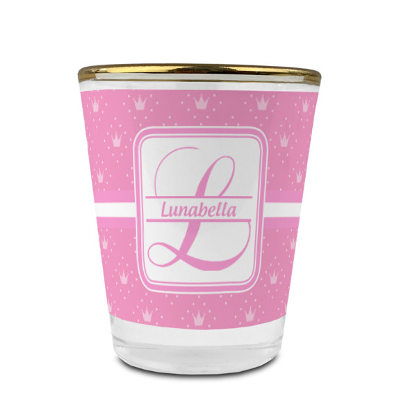 Custom Design - Glass Shot Glass - Gold Rim - Front