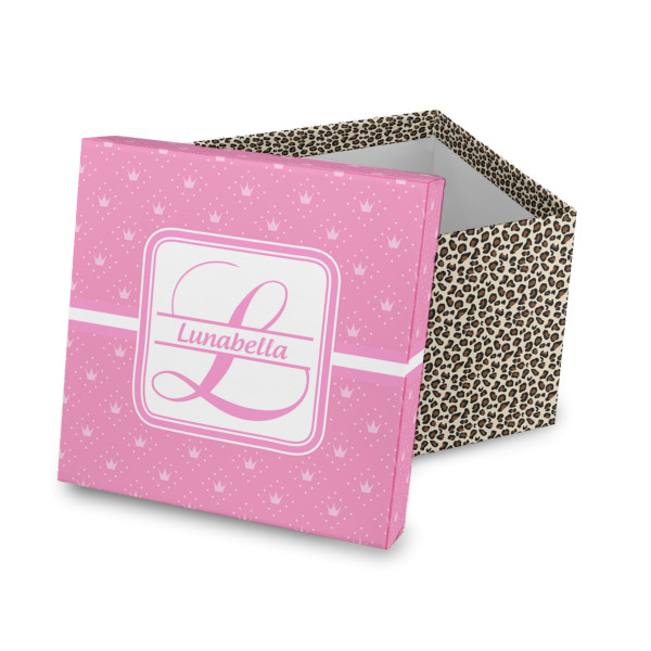 Custom Leopard Print Gift Box with Lid - Canvas Wrapped (Personalized)