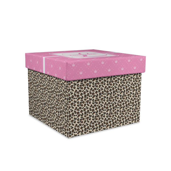 Custom Leopard Print Gift Box with Lid - Canvas Wrapped - Medium (Personalized)