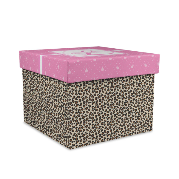 Custom Leopard Print Gift Box with Lid - Canvas Wrapped - Large (Personalized)