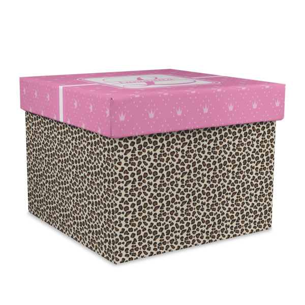 Custom Leopard Print Gift Box with Lid - Canvas Wrapped - X-Large (Personalized)
