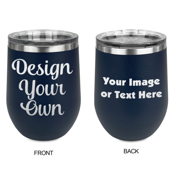 Custom Design - Stainless Wine Tumblers - Navy - Double Sided - Approval