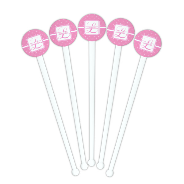 Custom Design - White Plastic 7" Stir Stick - Round - Fan View