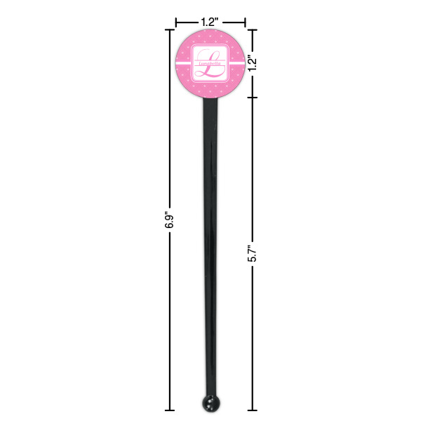 Custom Design - Black Plastic 7" Stir Stick - Round - Dimensions