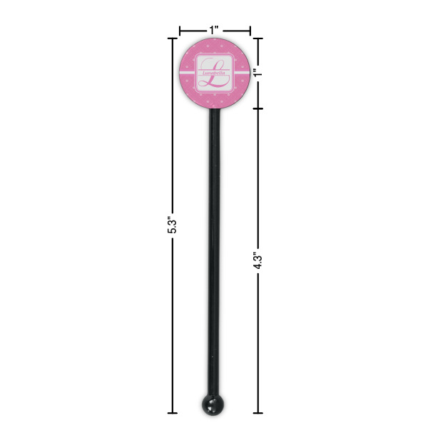 Custom Design - Black Plastic 5.5" Stir Stick - Round - Dimensions