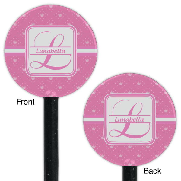 Custom Design - Black Plastic 5.5" Stir Stick - Double Sided - Round - Front & Back
