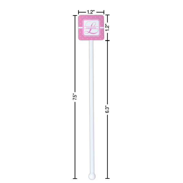Custom Design - White Plastic Stir Stick - Square - Dimensions