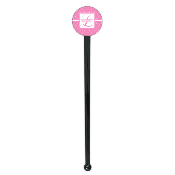 Custom Design - Black Plastic 7" Stir Stick - Round - Single Stick