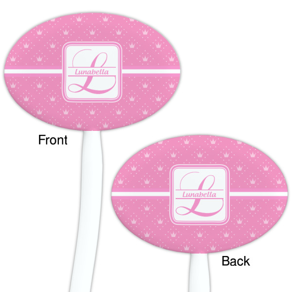Custom Design - White Plastic 7" Stir Stick - Double Sided - Oval - Front & Back