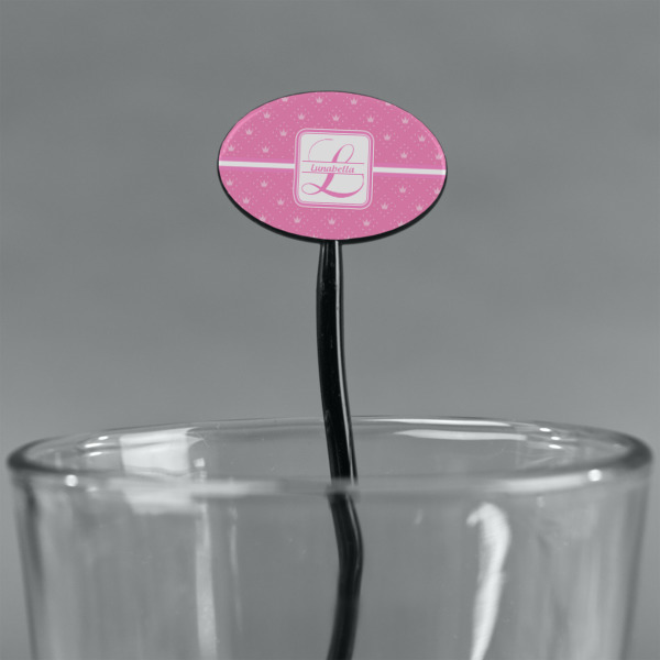 Custom Design - Black Plastic 7" Stir Stick - Oval - Main