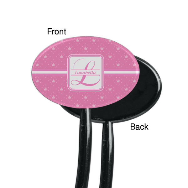 Custom Design - Black Plastic 7" Stir Stick - Single Sided - Oval - Front & Back