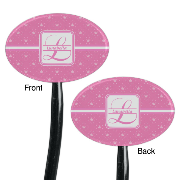 Custom Design - Black Plastic 7" Stir Stick - Double Sided - Oval - Front & Back