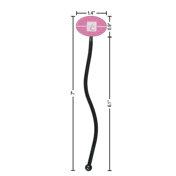 Custom Design - Black Plastic 7" Stir Stick - Oval - Dimensions