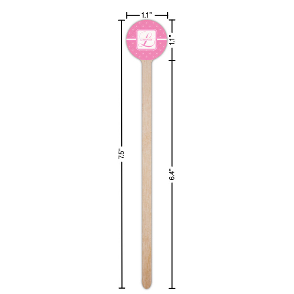 Custom Design - Wooden 7.5" Stir Stick - Round - Dimensions