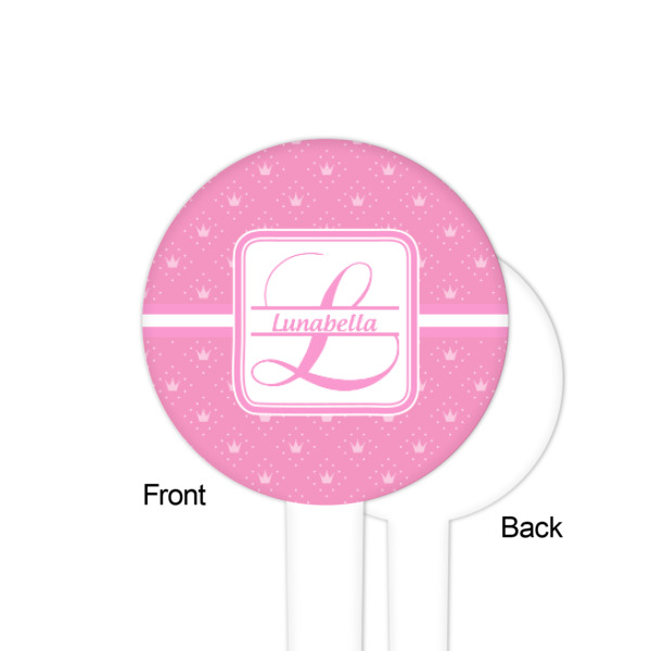 Custom Design - White Plastic 4" Food Pick - Round - Single Sided - Front & Back