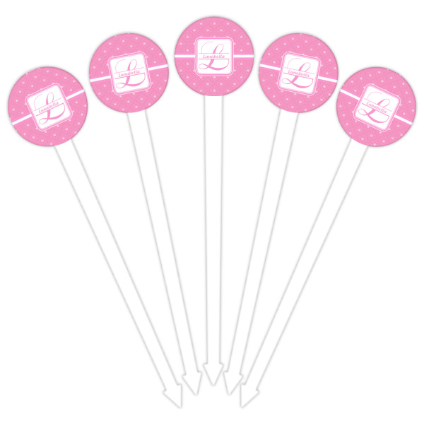 Custom Design - White Plastic 6" Food Pick - Round - Fan View