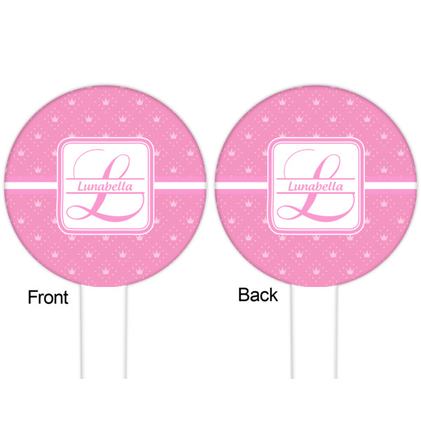 Custom Design - White Plastic 6" Food Pick - Round - Double Sided - Front & Back