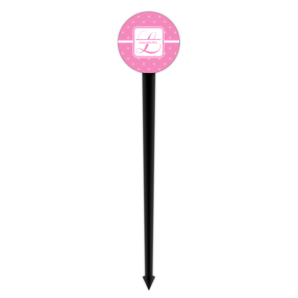 Custom Design - Black Plastic 4" Food Pick - Round - Single Pick