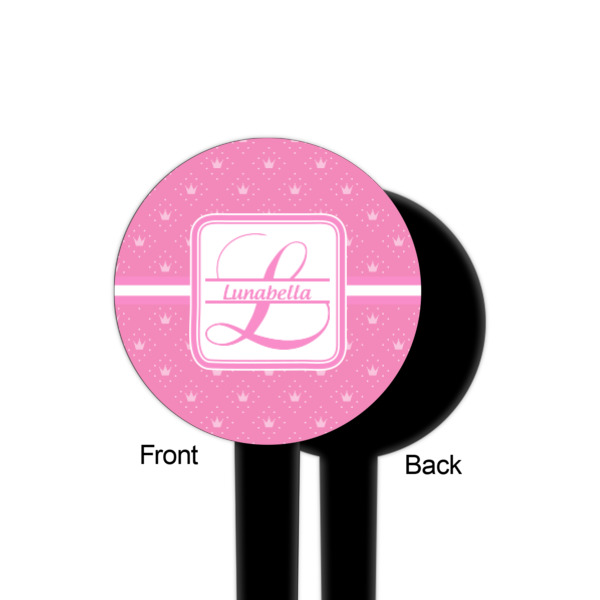 Custom Design - Black Plastic 4" Food Pick - Round - Single Sided - Front & Back