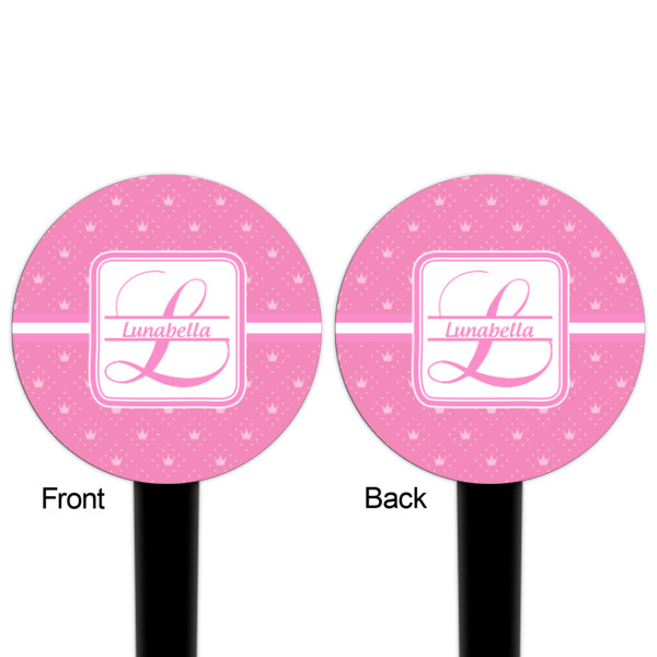 Custom Design - Black Plastic 4" Food Pick - Round - Double Sided - Front & Back