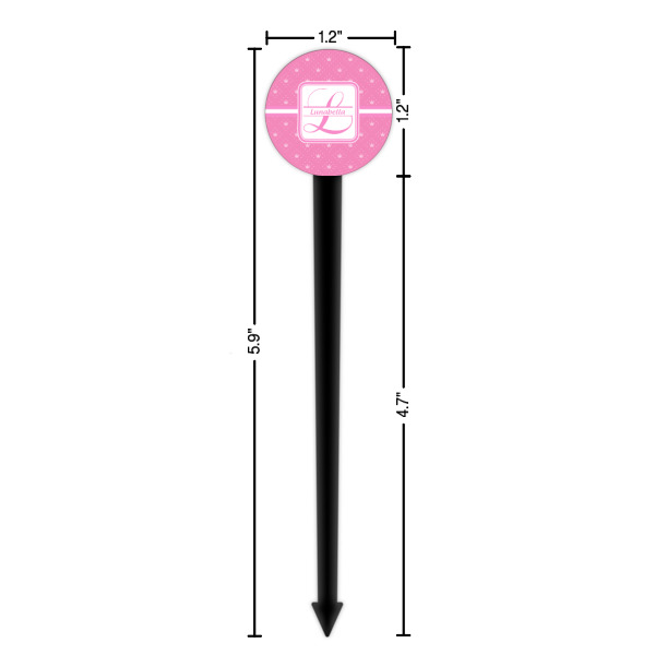 Custom Design - Black Plastic 6" Food Pick - Round - Dimensions