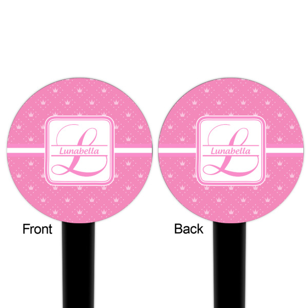 Custom Design - Black Plastic 6" Food Pick - Round - Double Sided - Front & Back