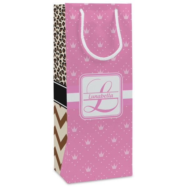 Custom Leopard Print Wine Gift Bags - Matte (Personalized)