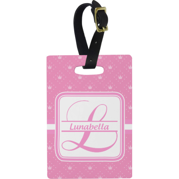 Custom Leopard Print Plastic Luggage Tag - Rectangular w/ Name and Initial
