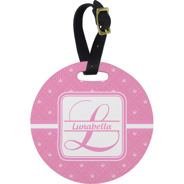 Custom Leopard Print Plastic Luggage Tag - Round (Personalized)